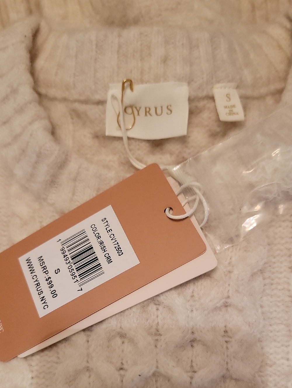 Cyrus Cream Cable Knit Turtleneck Sweater